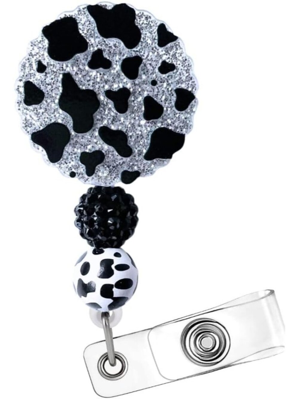 Cow Badge Reel Holder Retractable Clip Cows Print Landyard ID Name Tag Key for N